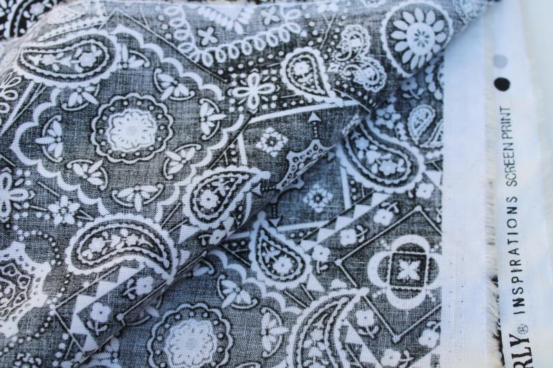 photo of black & white bandana print cotton fabric, Waverly inspirations sewing material #3