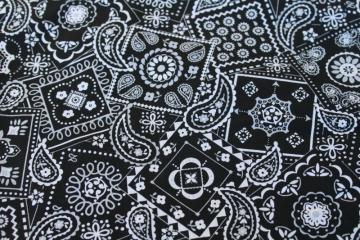 catalog photo of black & white bandana print cotton fabric, Waverly inspirations sewing material