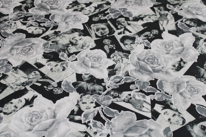 photo of black & white photos Hollywood bombshell girls print fabric stretch poly microfiber #1