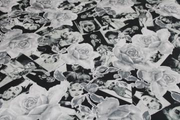 black & white photos Hollywood bombshell girls print fabric stretch poly microfiber