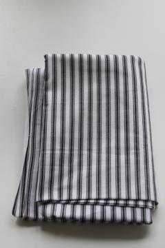 catalog photo of black & white ticking stripe print cotton, vintage primitive / modern farmhouse style