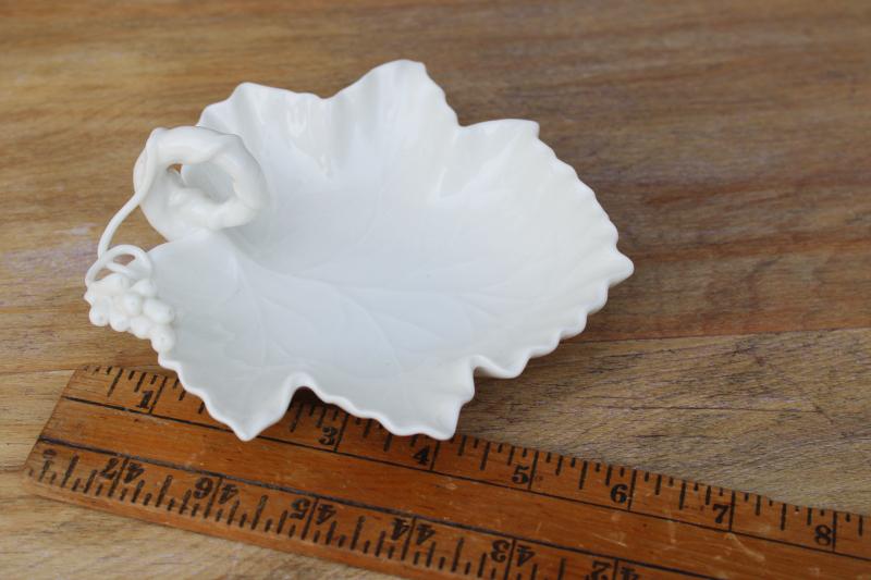 photo of blanc de chine pure white porcelain dish, small bowl grape leaf w/ vine & grapes #6