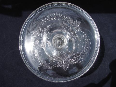 photo of bleeding hearts floral, antique 19th century vintage pressed glass cake stand #2