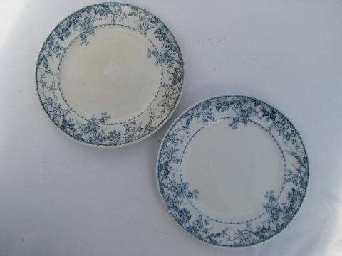 photo of blue and white antique 1890s English transferware china plates lot #4