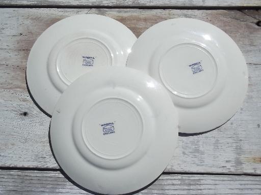 photo of blue and white delft style Windmill vintage china plates, Palissy Ware England #3