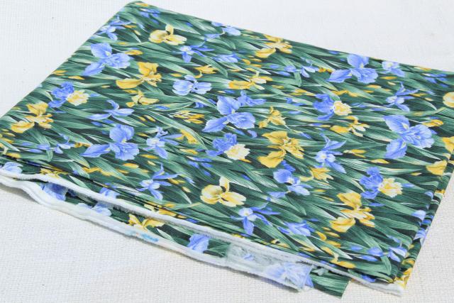 photo of blue and yellow iris flowers, floral print cotton quilting fabric #5