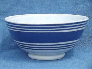 catalog photo of blue band Cornishware china bowl, antique TG Green vintage, England