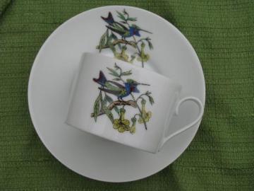 catalog photo of blue bird and flowers 50s 60s vintage GDA Limoges china cup and saucer set