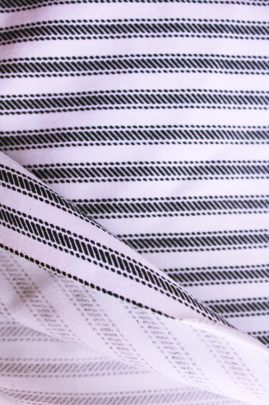 photo of blue black ticking stripe print pattern coated cotton fabric for pillows, bed cover material #3