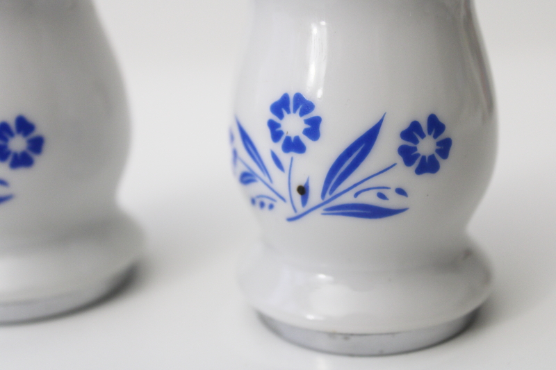 photo of blue cornflower vintage Corningware go-along salt shaker & pepper grinder Japan #4