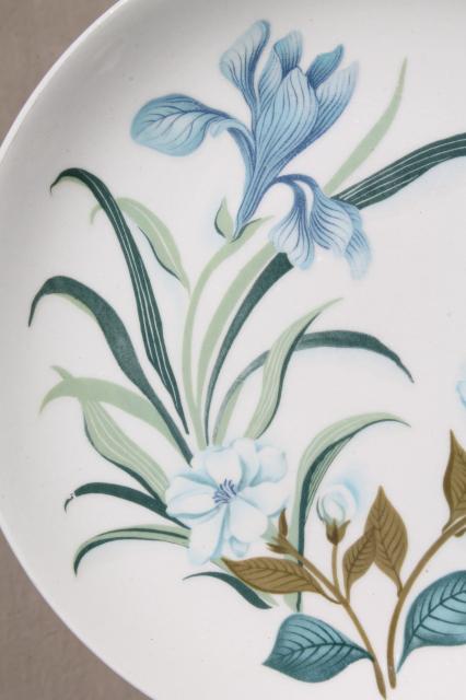 photo of blue crocus spring flowers pattern vintage china plates, Crown potteries pottery dishes #5