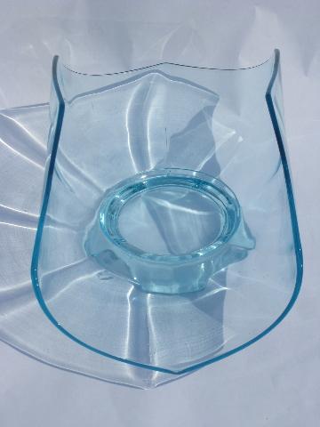 photo of blue depression glass muffin stand or fruit bowl, vintage Imperial #3