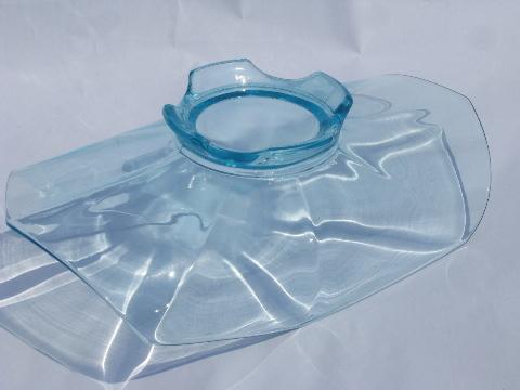 photo of blue depression glass muffin stand or fruit bowl, vintage Imperial #4