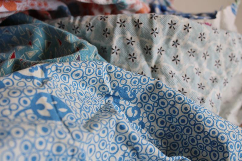 photo of blue prints 30s 40s 50s vintage cotton feedsack scrap fabric for quilting sewing projects #5