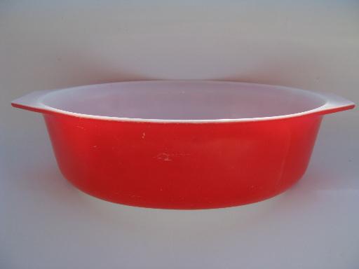 photo of blue, red, yellow vintage Pyrex kitchen glass lot, bowls, baking dishes #9