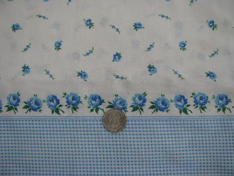 photo of blue roses floral, vintage border print cotton fabric for pillowcases #1