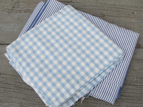 photo of blue striped & woven check cotton seersucker textured cotton fabric #1