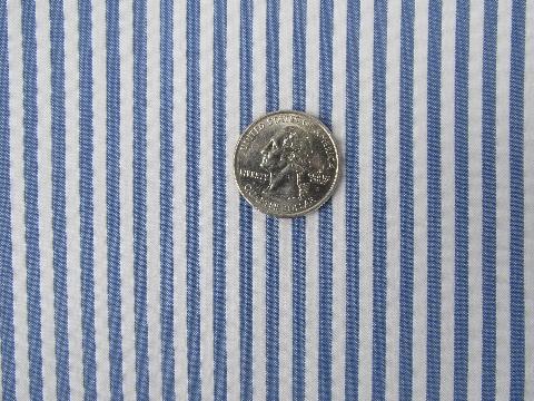 photo of blue striped & woven check cotton seersucker textured cotton fabric #2