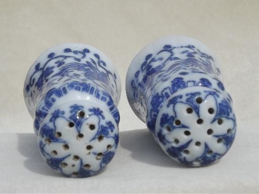 photo of blue & white Phoenixware china salt and pepper shakers, vintage Japan  #3