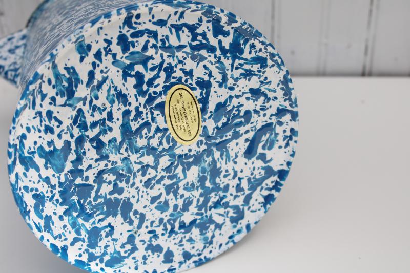 photo of blue & white splatterware enamelware coffee pot for camp or vintage kitchen #6