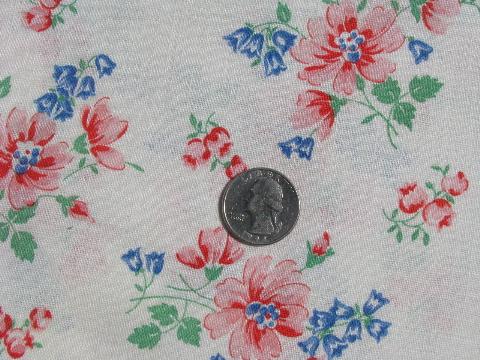 photo of bluebells and pink flowers, vintage cotton print feedsack fabric #1