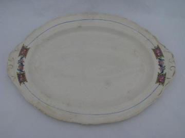 catalog photo of bluebird china, shabby antique vintage serving platter w/ blue birds