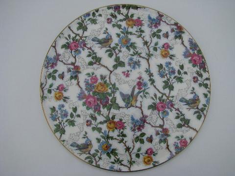 photo of bluebirds chintz, vintage Royal Tudor Ware china cake plate plateau #1