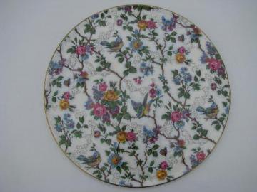 catalog photo of bluebirds chintz, vintage Royal Tudor Ware china cake plate plateau