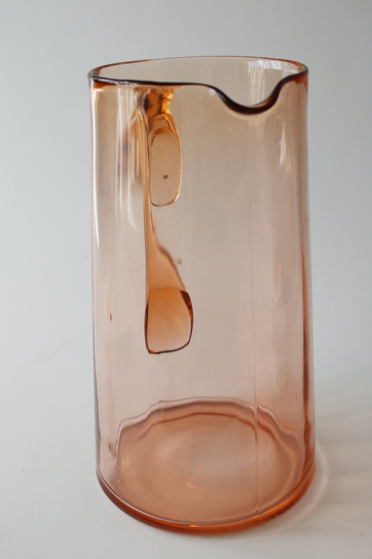photo of blush pink depression glass, deco mod vintage cocktail or lemonade pitcher #4