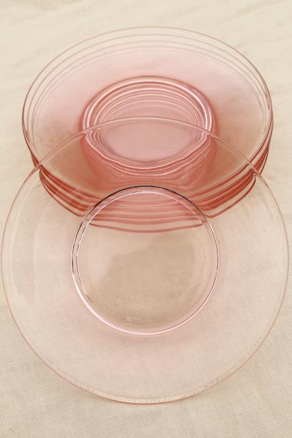 photo of blush pink vintage depression glass salad / dessert plates, set of 6 #3