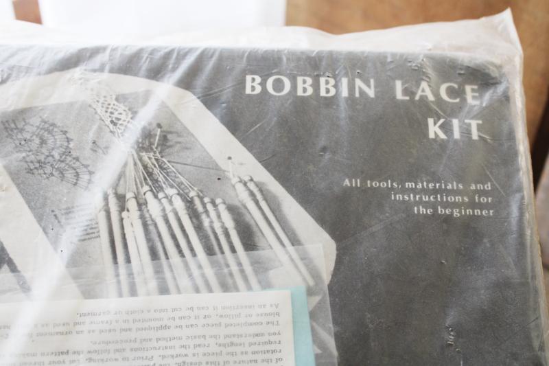 photo of bobbin lace making kit w/ board, wood bobbins, cotton thread, pattern & instructions #2