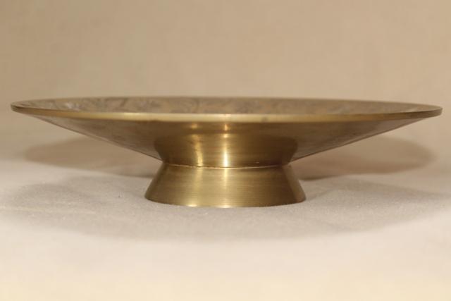 photo of bohemian style vintage etched brass candle holder, pillar candle stand #3