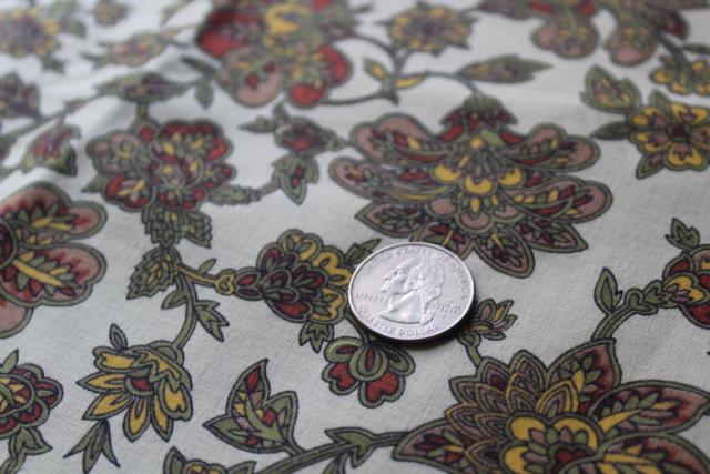 photo of bohemian vintage cotton fabric, paisley floral print, crewel work flowers desi #2