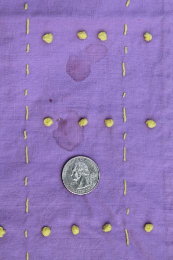 photo of boho vintage quilt w/ running stitch & hand embroidery, color block cotton bed  #2
