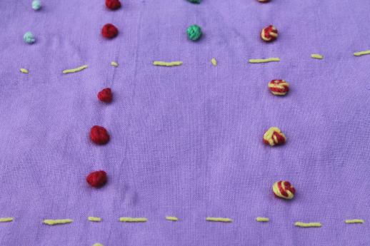 photo of boho vintage quilt w/ running stitch & hand embroidery, color block cotton bed  #8