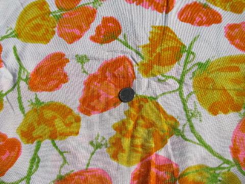 photo of bold California poppies floral print, 60s vintage cotton jersey knit fabric #1