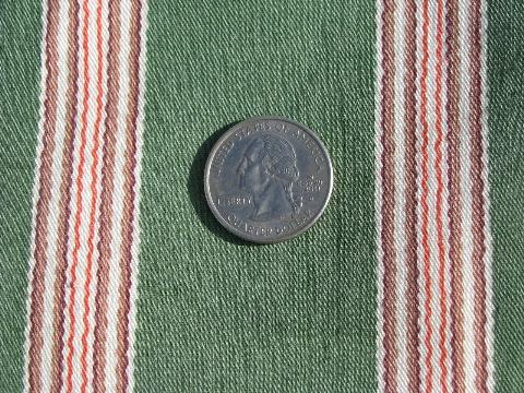 photo of bolt of 1930s - 40s vintage cotton fabric, 13 yards 36'' wide ticking stripe on green #1