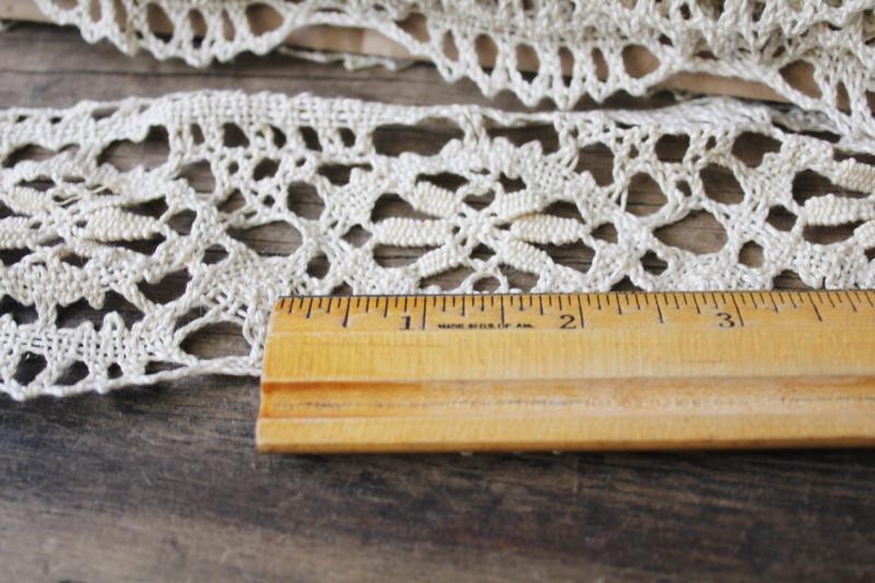 photo of bolt of unused vintage cotton lace trim, wide cluny type lace edging #2