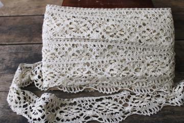 bolt of unused vintage cotton lace trim, wide cluny type lace edging