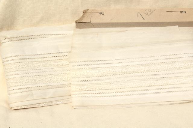 photo of bolts of antique vintage wide lace insertion, white cotton batiste french alencon lace #2