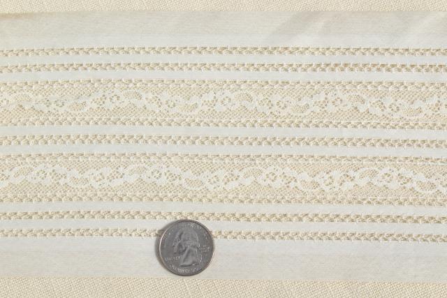 photo of bolts of antique vintage wide lace insertion, white cotton batiste french alencon lace #3