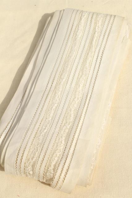 photo of bolts of antique vintage wide lace insertion, white cotton batiste french alencon lace #8