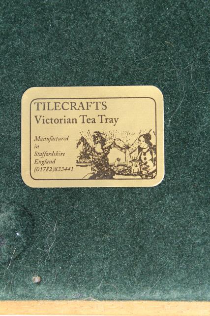 photo of botanical tiles vintage serving tray, wood framed tile tray Tilecrafts Staffordshire England #2