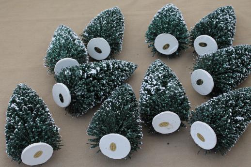 photo of bottle brush pine trees w/ flocked snow, tree forest for Christmas village putz #7