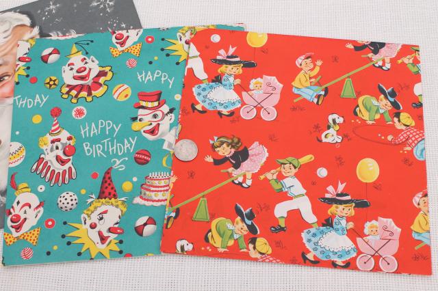 photo of box of vintage gift wrap wrapping paper, cute retro print graphics for party, holidays #11