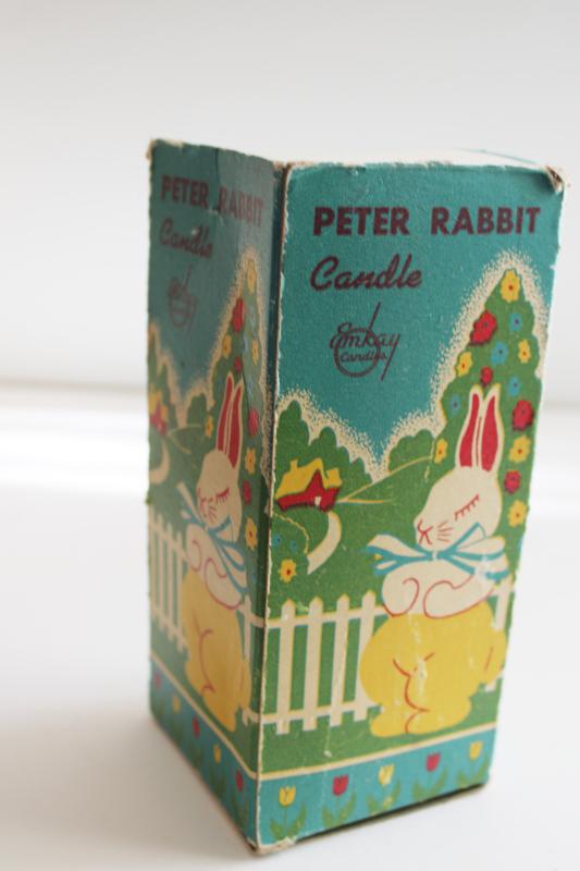 photo of box only from vintage figural candle, Easter Peter Rabbit bright retro graphics #1