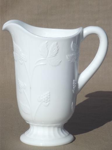 photo of bramble berry pattern vintage milk glass pitcher, Westmoreland glass #1