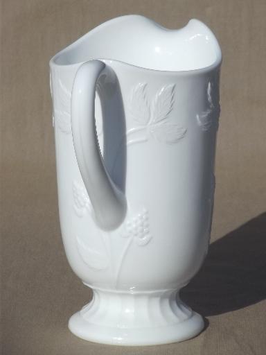 photo of bramble berry pattern vintage milk glass pitcher, Westmoreland glass #2