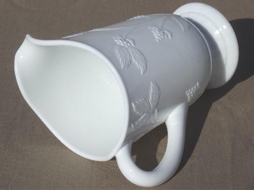 photo of bramble berry pattern vintage milk glass pitcher, Westmoreland glass #3