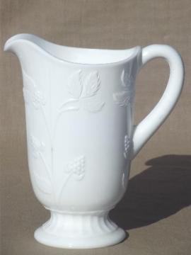 catalog photo of bramble berry pattern vintage milk glass pitcher, Westmoreland glass